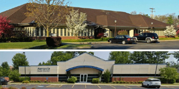 Two pictures of medical office buildings in Indiana