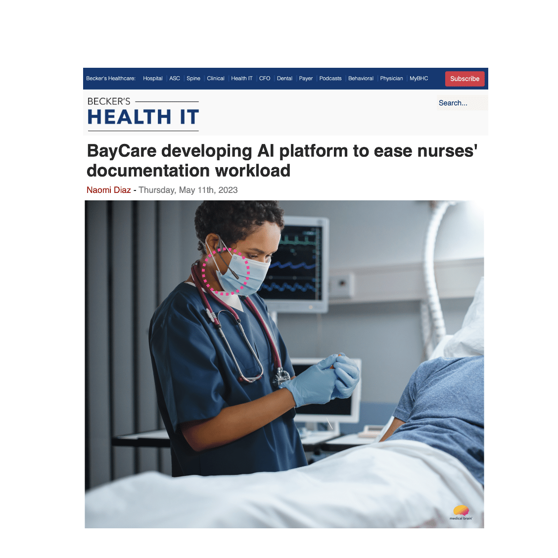 Screenshot of an article in Health IT